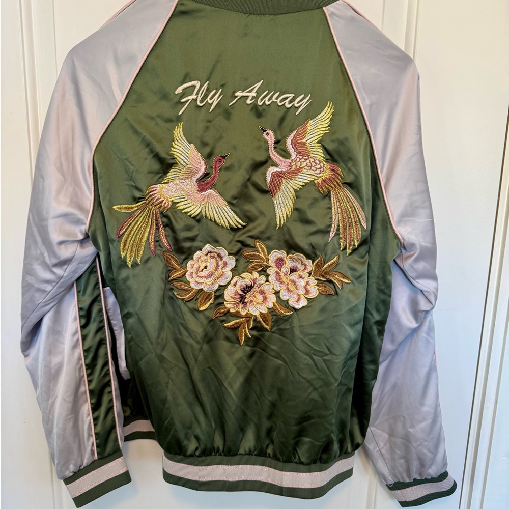 Forever 21 Green and Silver Embroidered Jacket